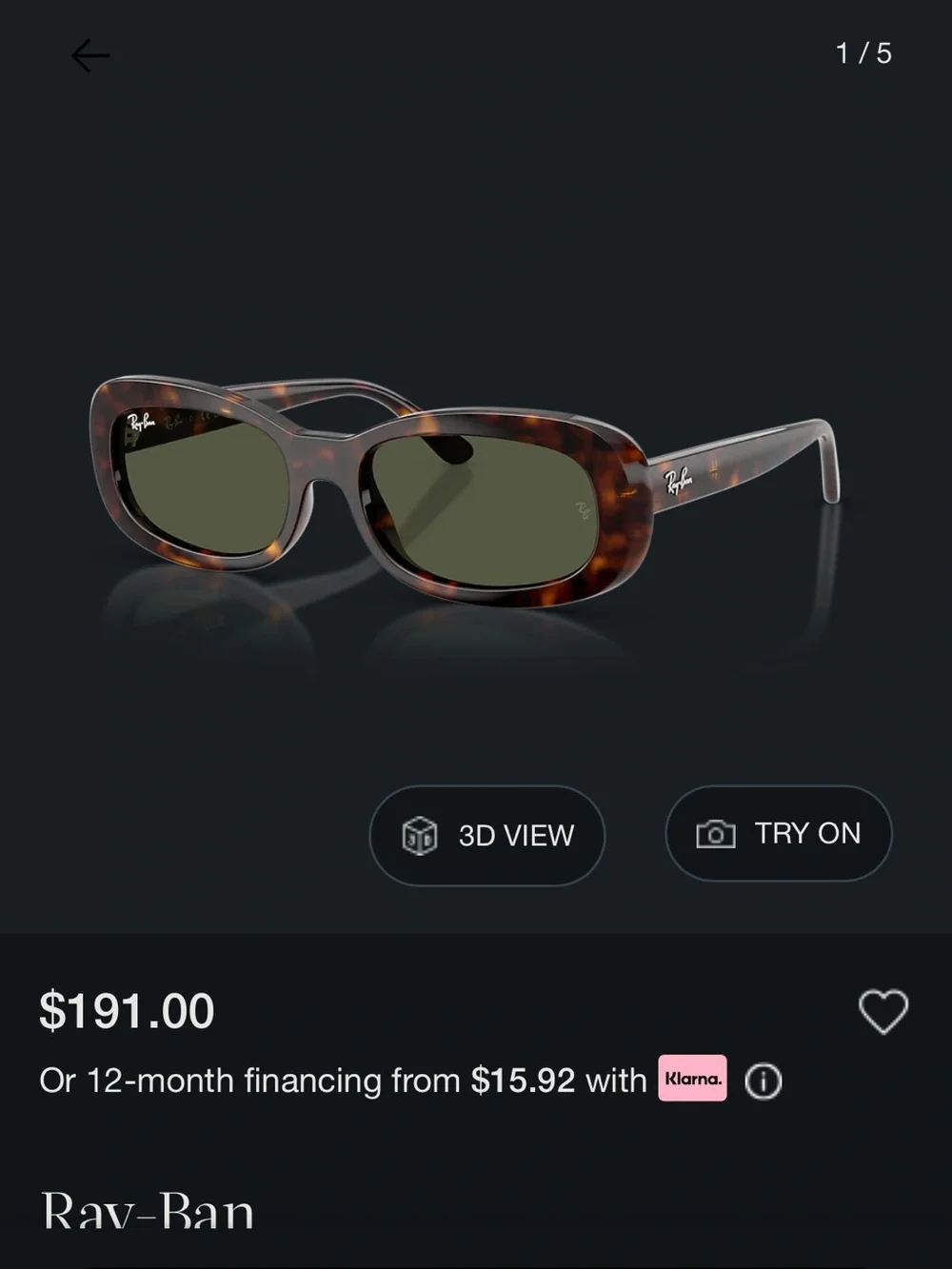 Ray-Ban Women’s Tortoiseshell Frame Sunglasses Havana Green Lenses RB2221